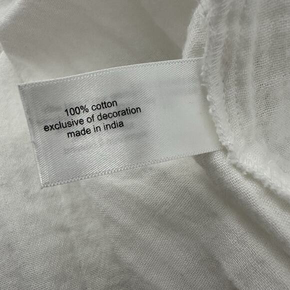 Lane Bryant Top Womens 18 White Gauzy Embroidered Tasseled Cottagecore Boho - Picture 12 of 14